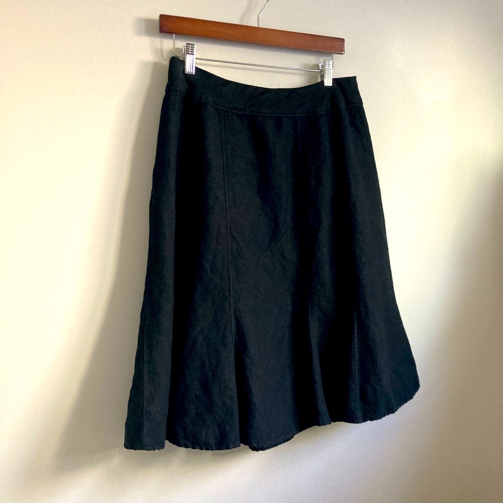 Coldwater Creek A-line Black Linen Skirt. Size 6-8.